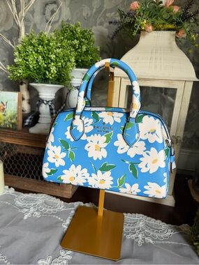 NWOT kate spade New York Blue & White Floral Dome Satchel Purse Handbag